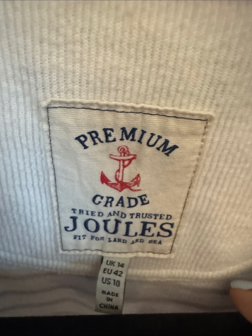 Joules White Navy Striped Half-Zip Top with Red & Blue Floral Print - Picture 2 of 3